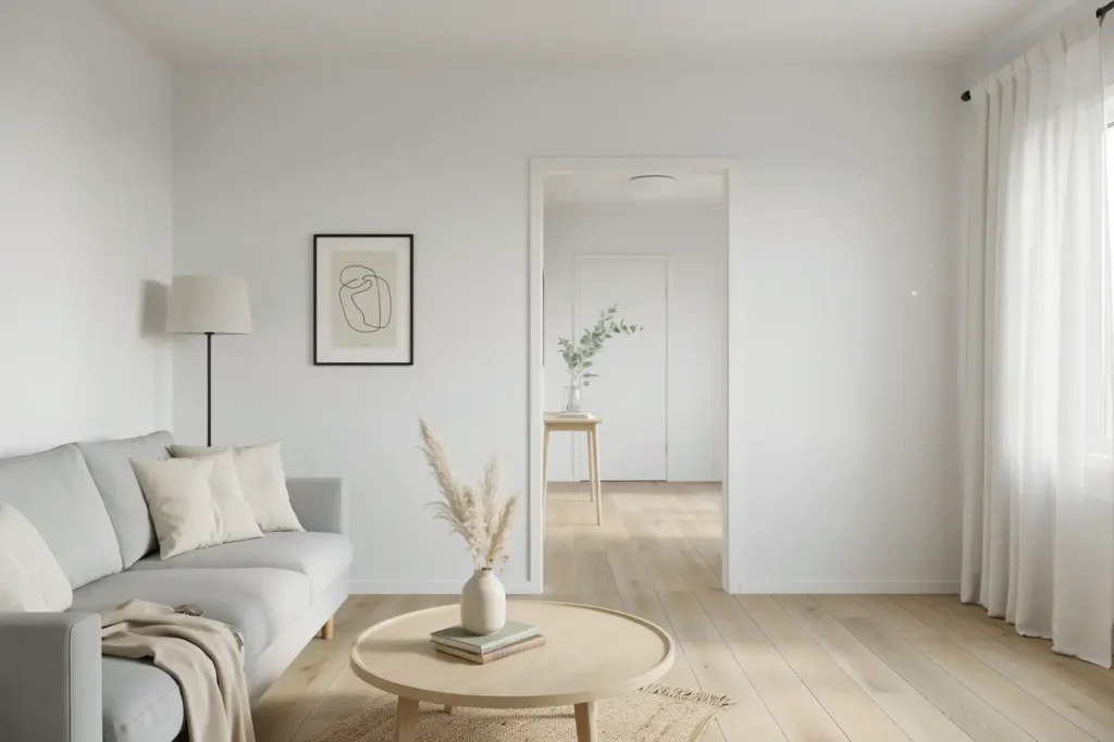 nytt klickgolv installerat i vardagsrum och hall i grantorp flemingsberg